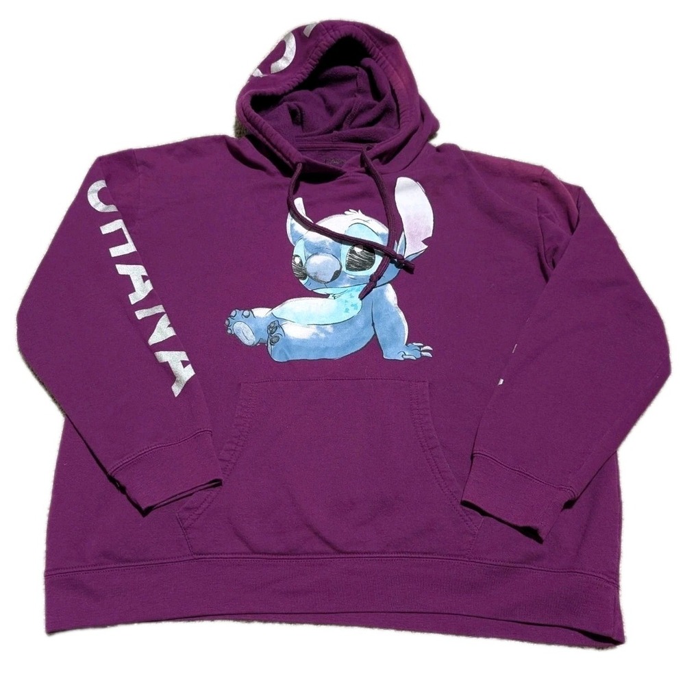 Disney Lilo and Stitch Hoodie Junior Size 2XL (19) Purple Sweatshirt Ohana